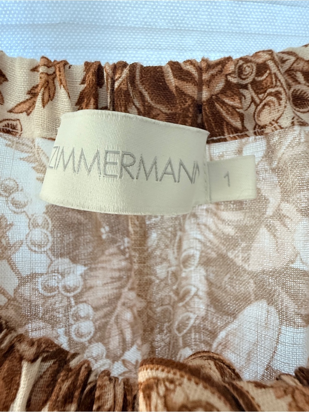 Zimmermann Cream Maxi Dress with Brown Floral Print - Picture 3 of 9
